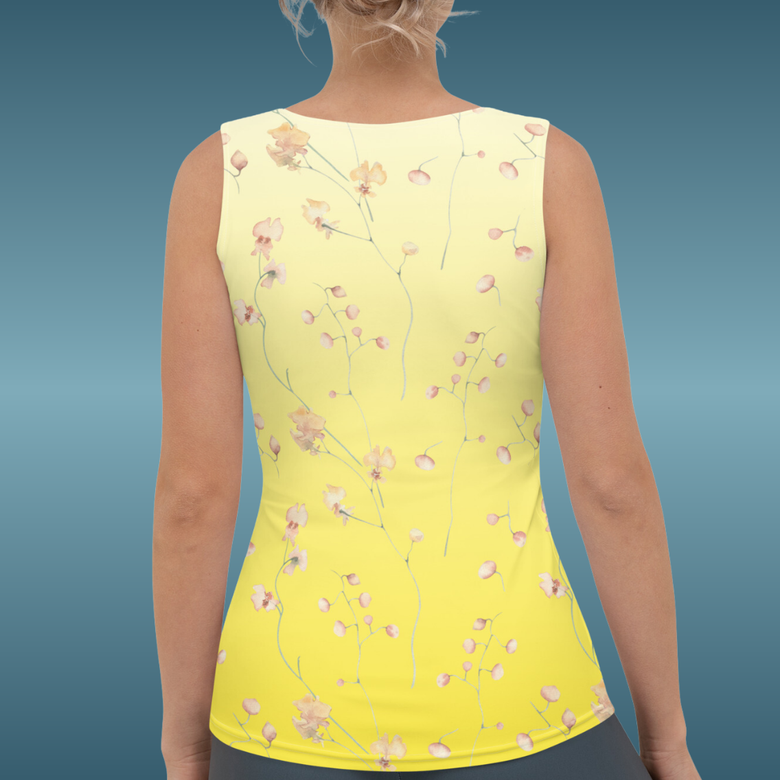 Yellow Botanical Flower Star Tank Top