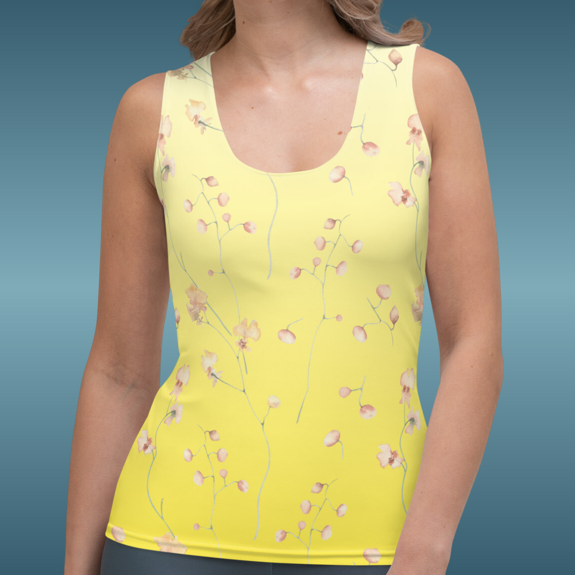 Yellow Botanical Flower Star Tank Top