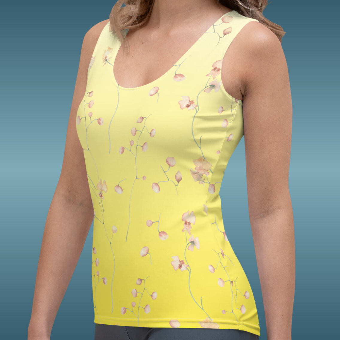 Yellow Botanical Flower Star Tank Top