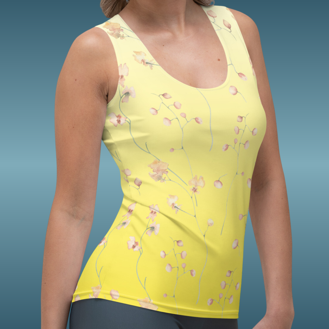 Yellow Botanical Flower Star Tank Top