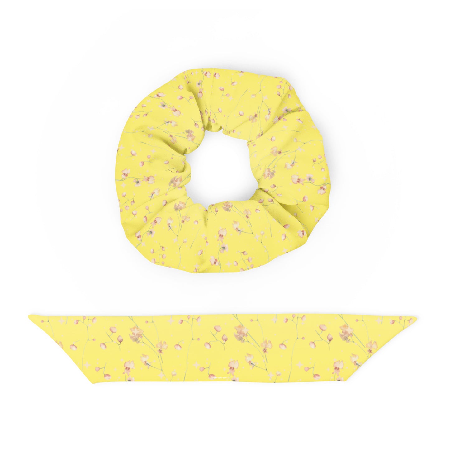 Yellow Botanical Flower Star Scrunchie