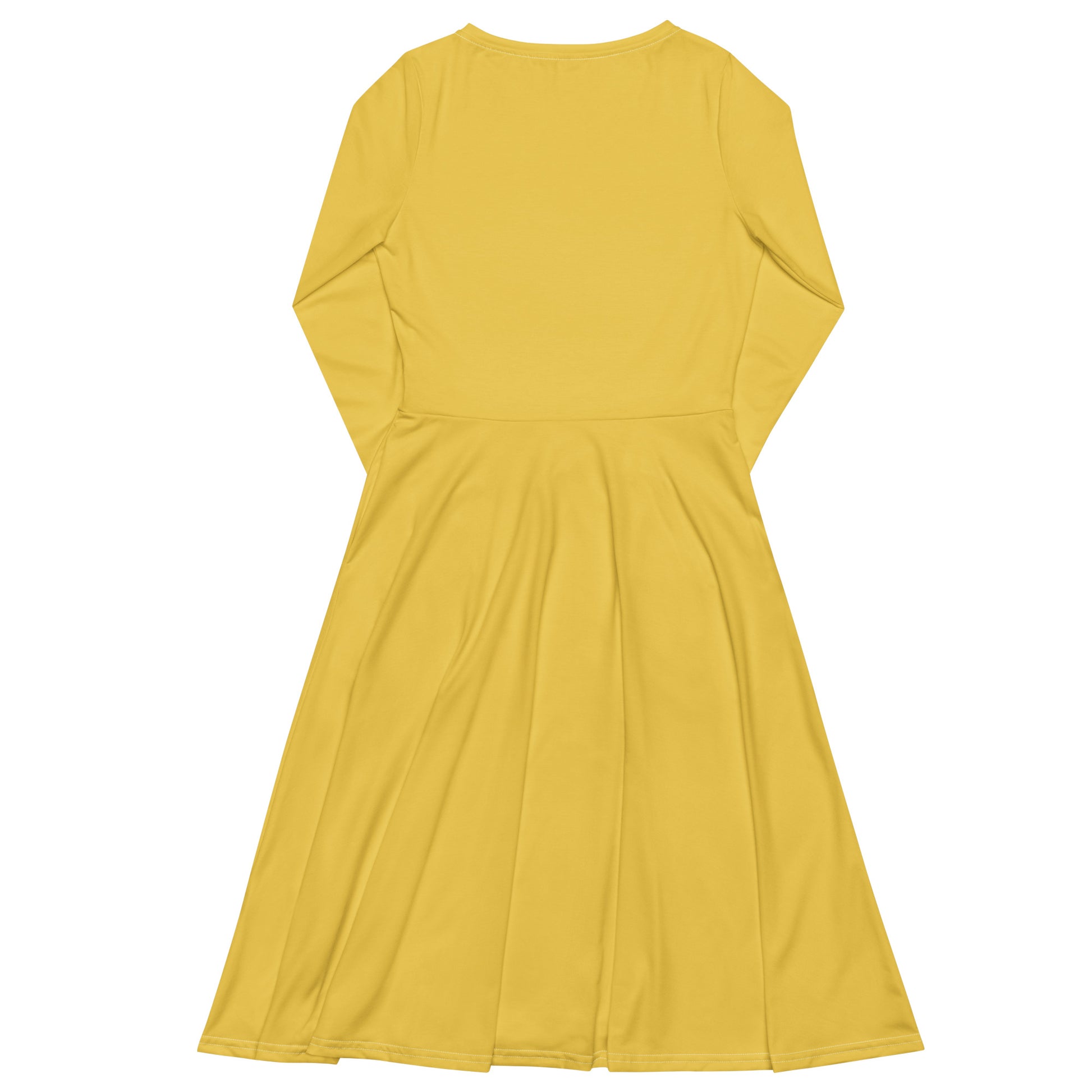 Yellow Star-long-sleeve-midi-dress-back-flat