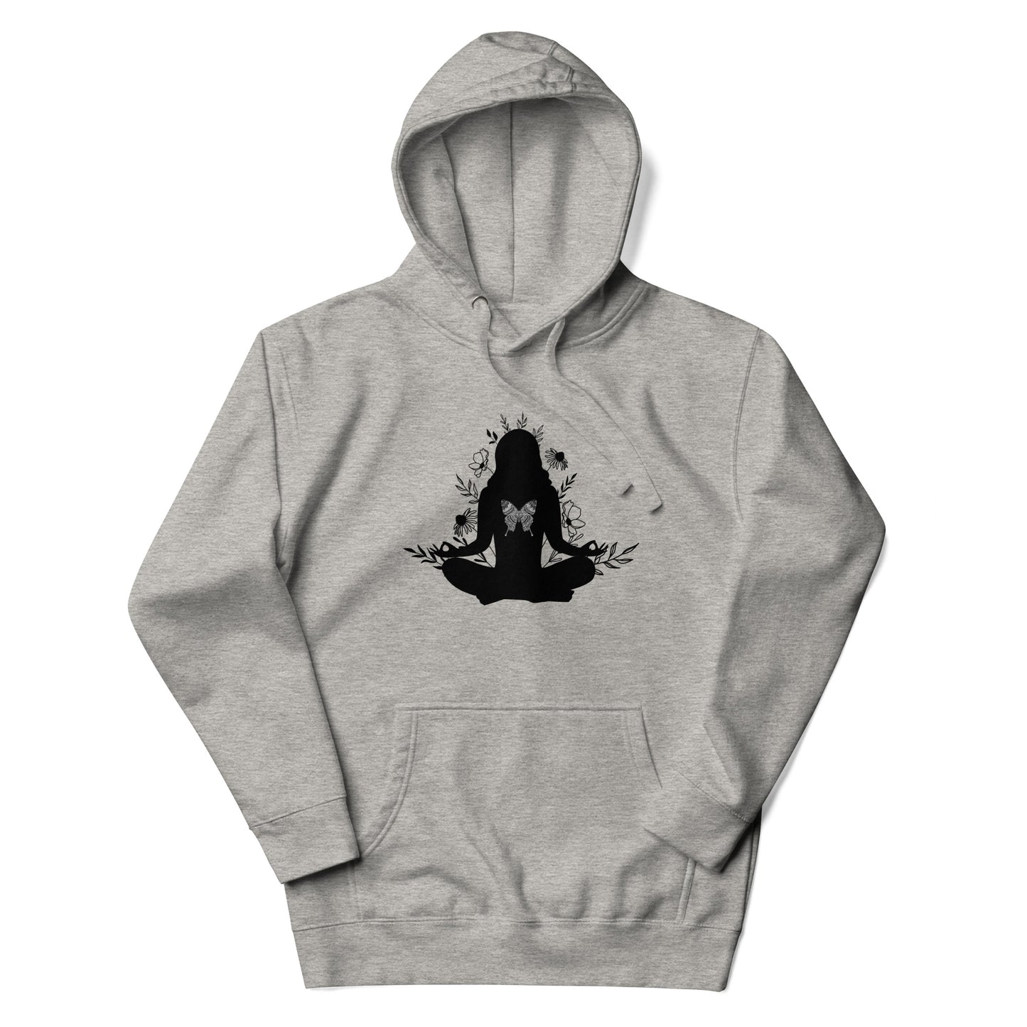 Yoga Butterfly unisex-premium-hoodie-carbon-grey-front