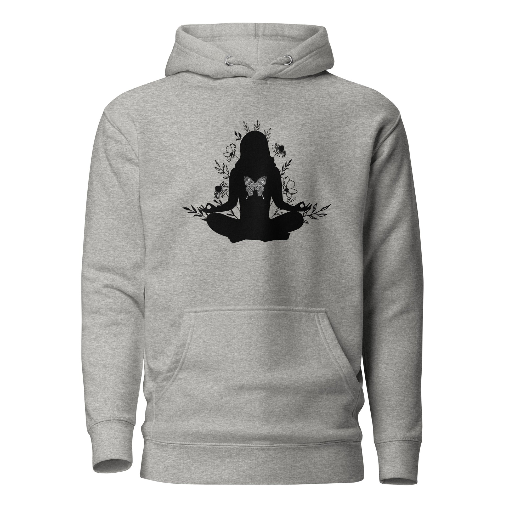 Yoga Butterfly unisex-premium-hoodie-carbon-grey-front 1