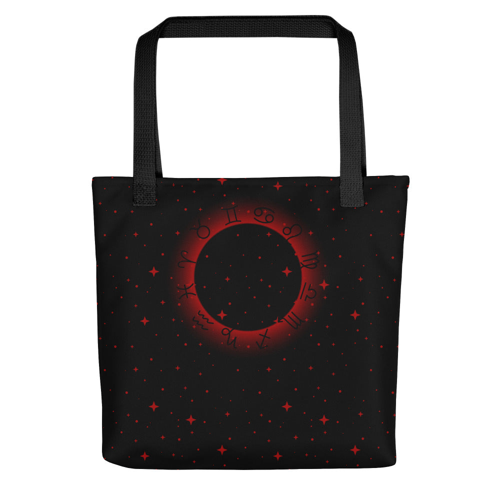 Star Zodiac Black Fire Red Tote Bag