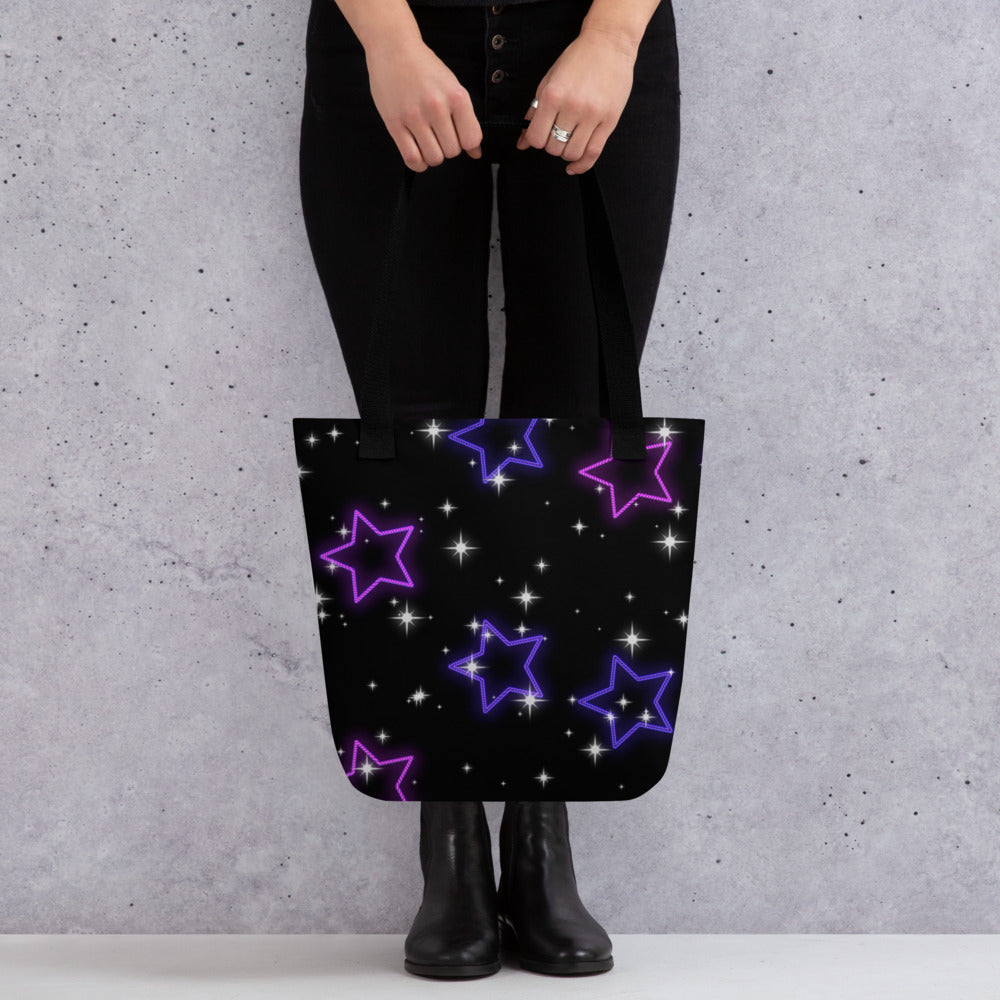 Neon Star Tote Bag