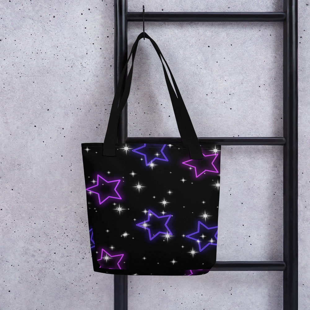 Neon Star Tote Bag