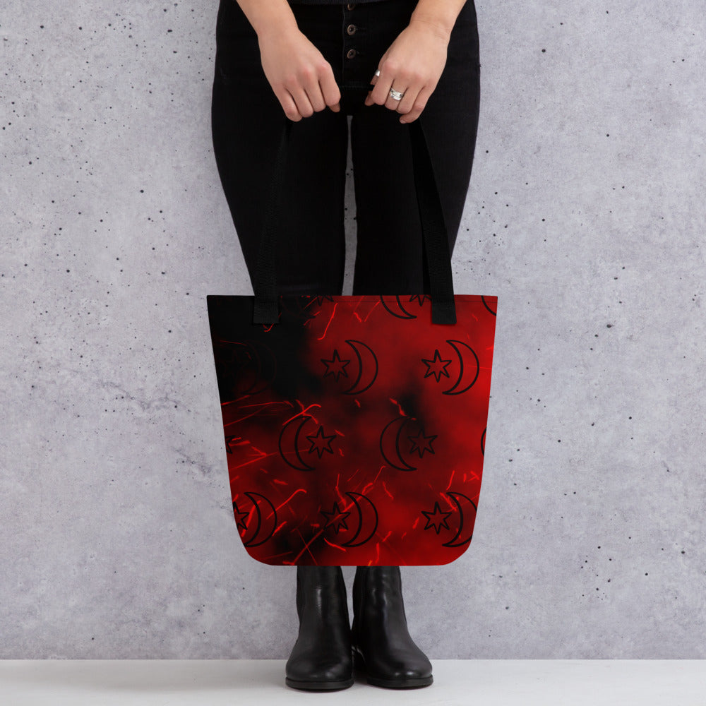 Red Moon Star Tote Bag