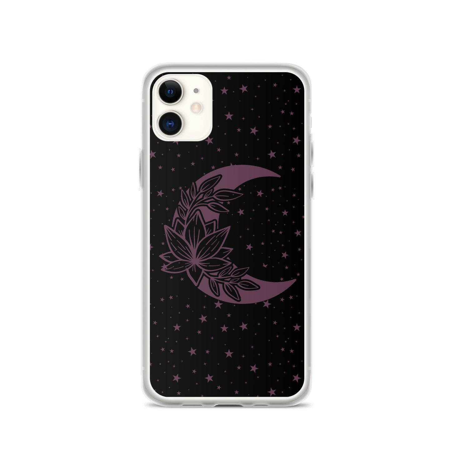 Floral Moon Star Black Purple Play Clear Case for iPhone®