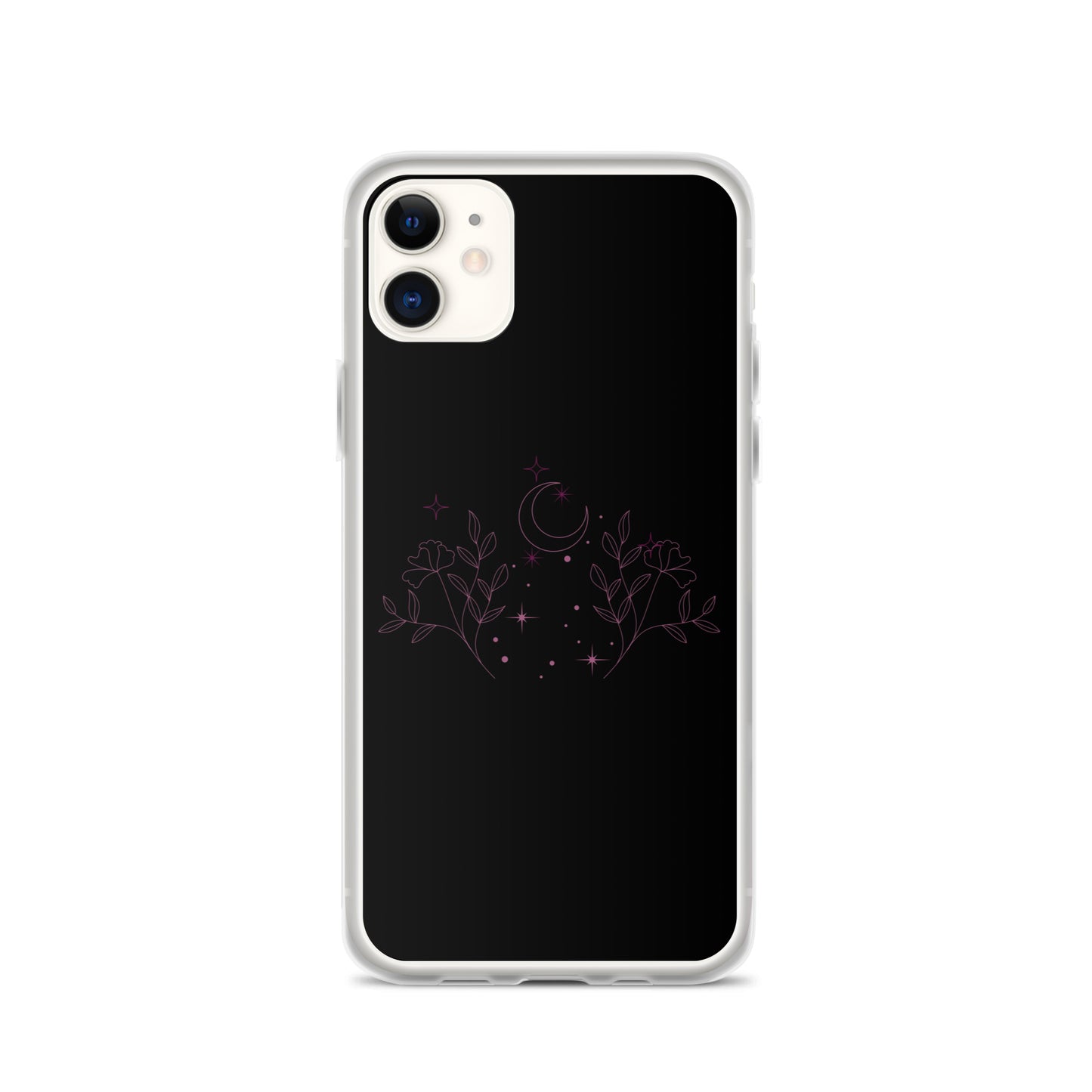 Flower Moon Black Warm Pink Clear Case for iPhone®