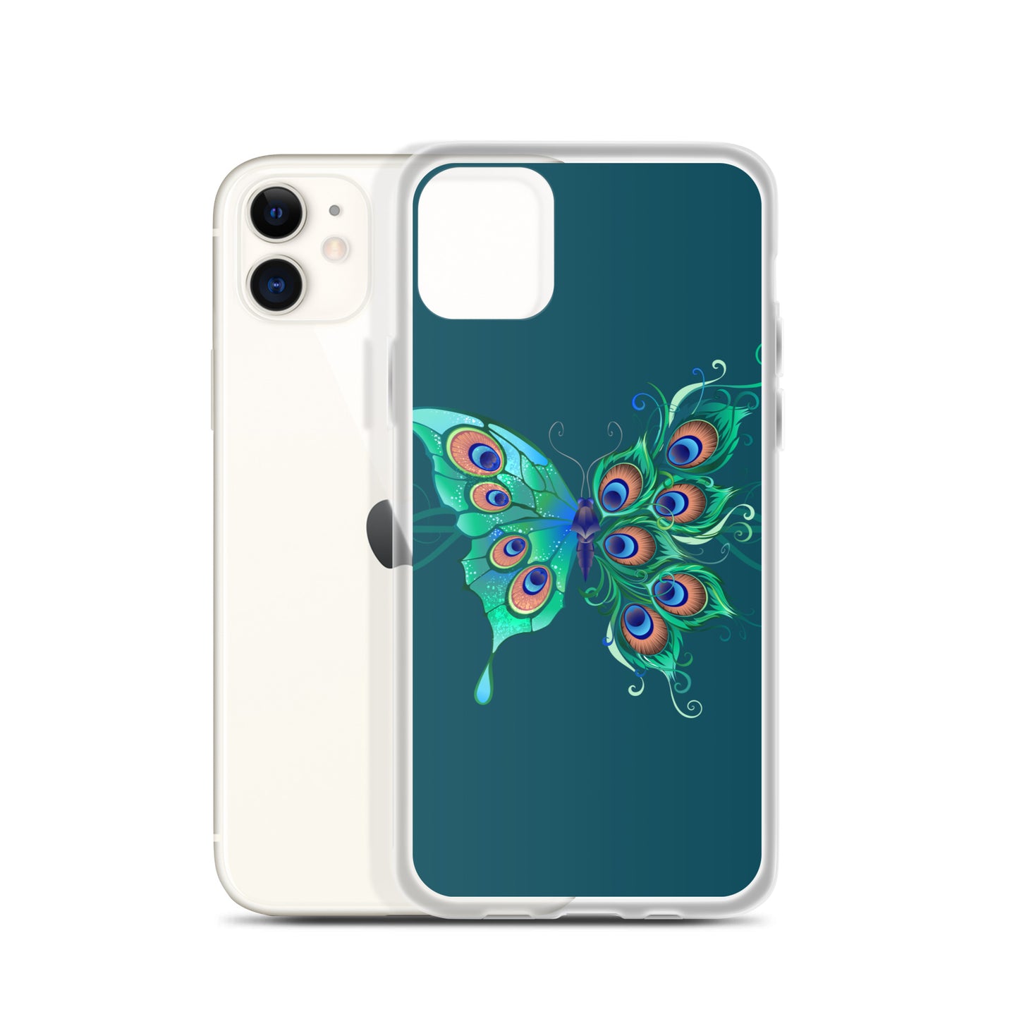 Peacock Butterfly Astronaut Blue Clear Case for iPhone®