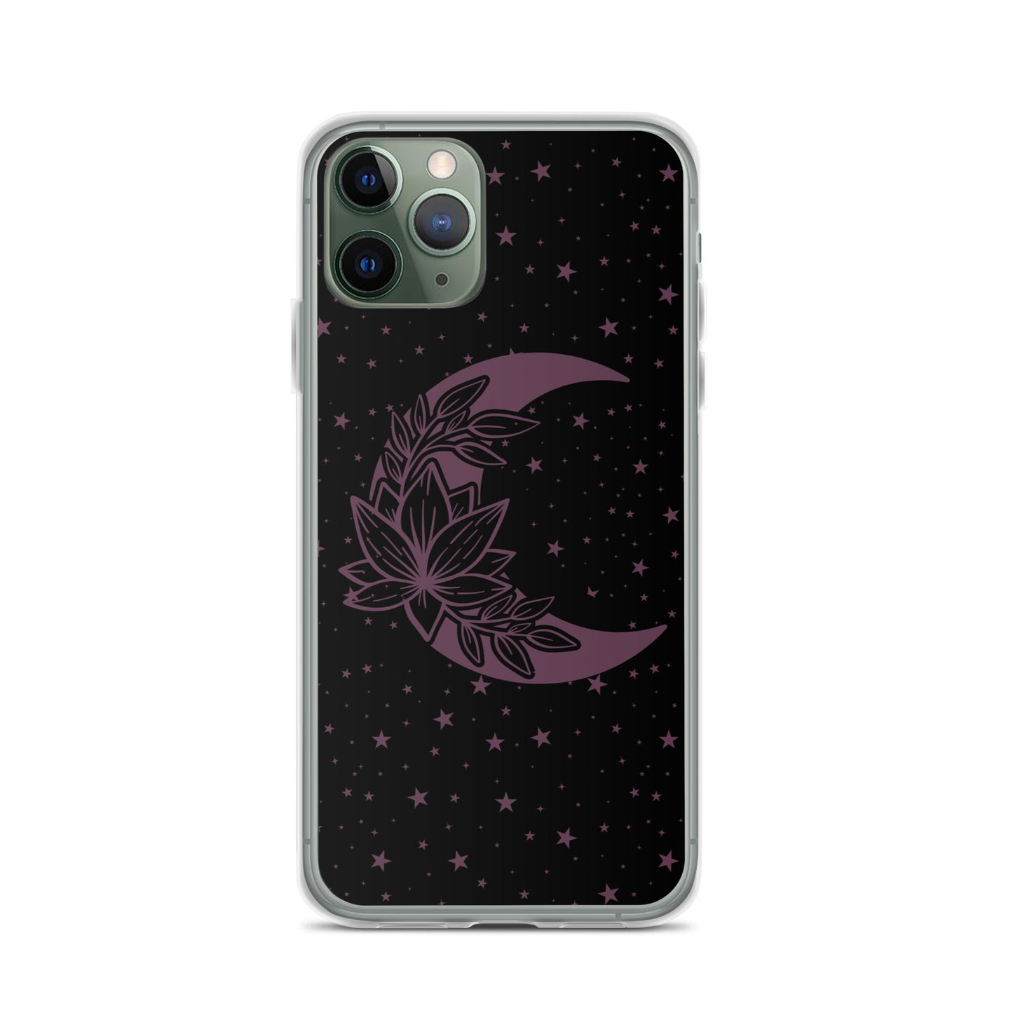 Floral Moon Star Black Purple Play Clear Case for iPhone®