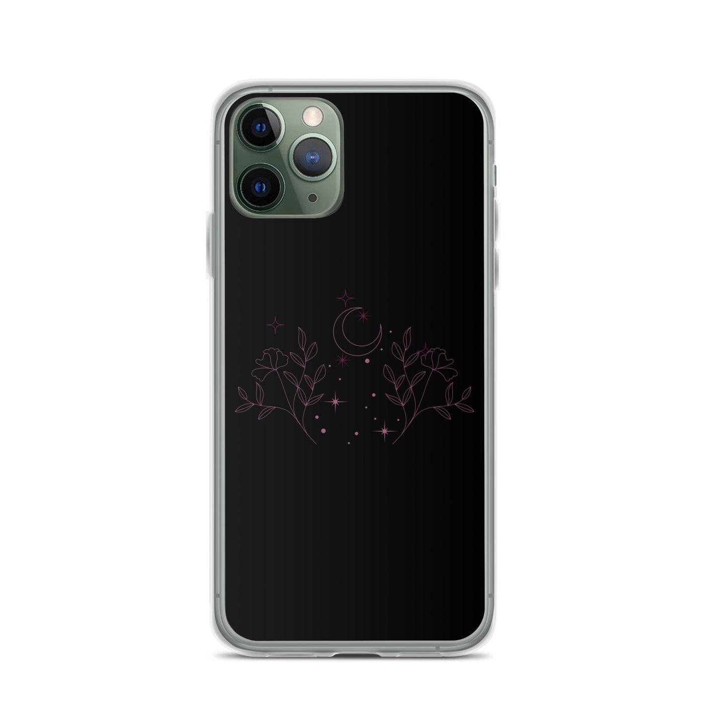 Flower Moon Black Warm Pink Clear Case for iPhone®