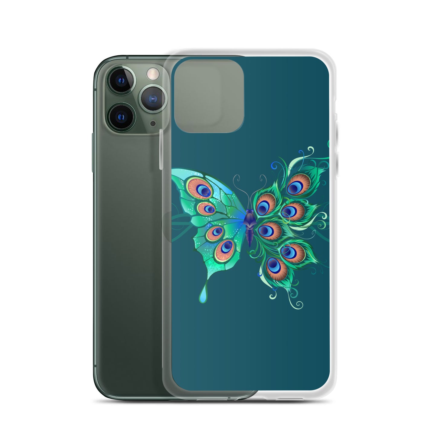 Peacock Butterfly Astronaut Blue Clear Case for iPhone®