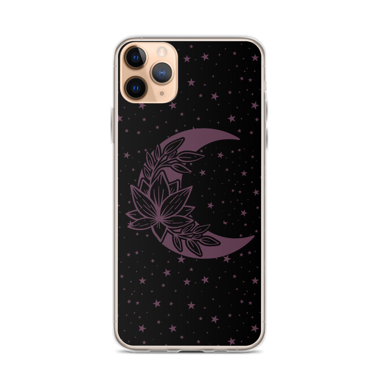 Floral Moon Star Black Purple Play Clear Case for iPhone®