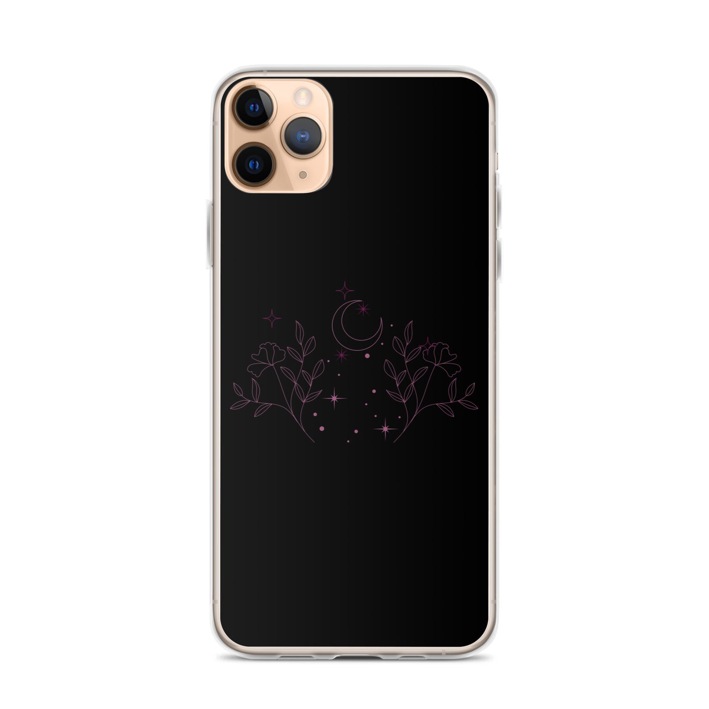 Flower Moon Black Warm Pink Clear Case for iPhone®