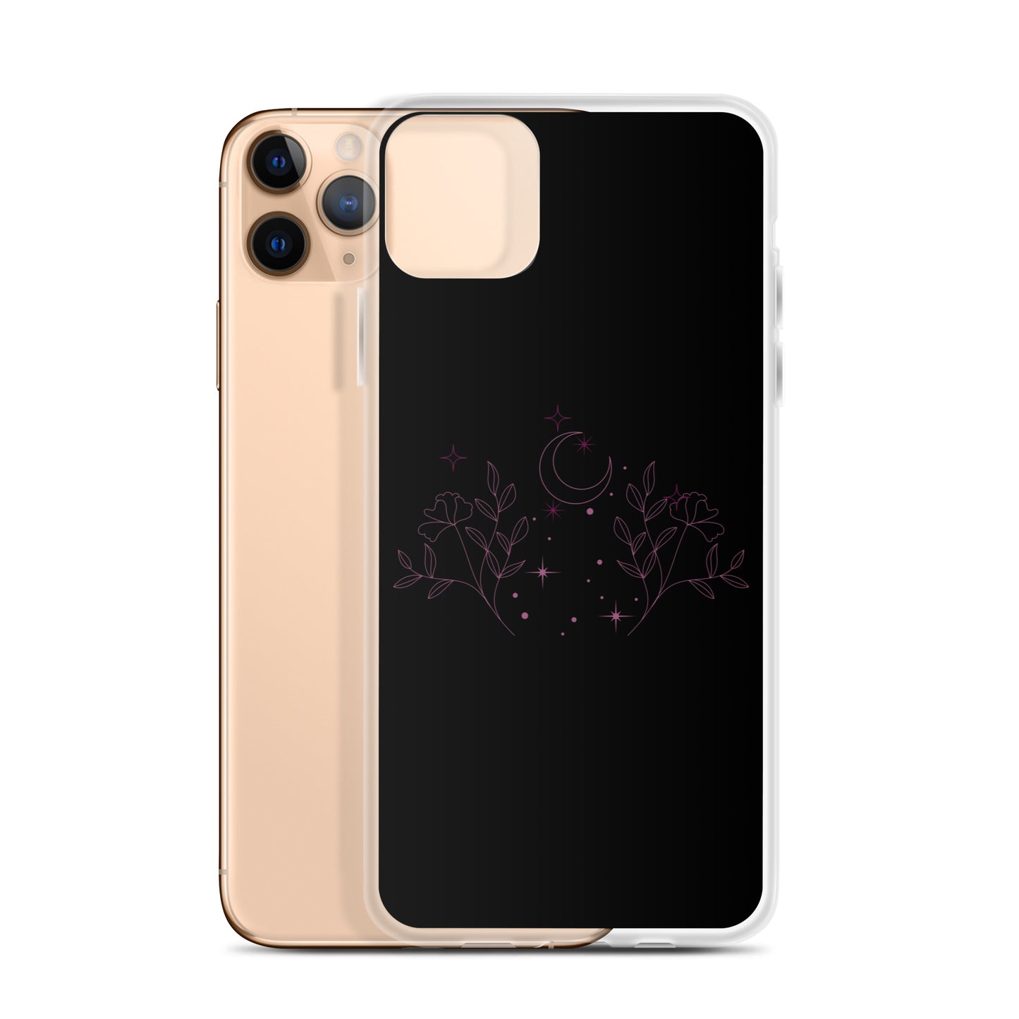 Flower Moon Black Warm Pink Clear Case for iPhone®