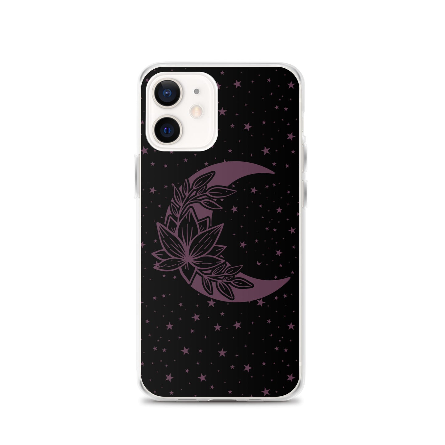 Floral Moon Star Black Purple Play Clear Case for iPhone®