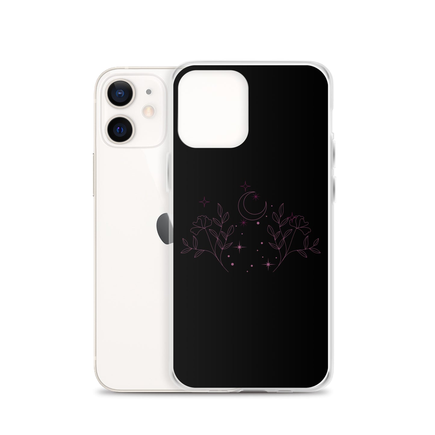 Flower Moon Black Warm Pink Clear Case for iPhone®