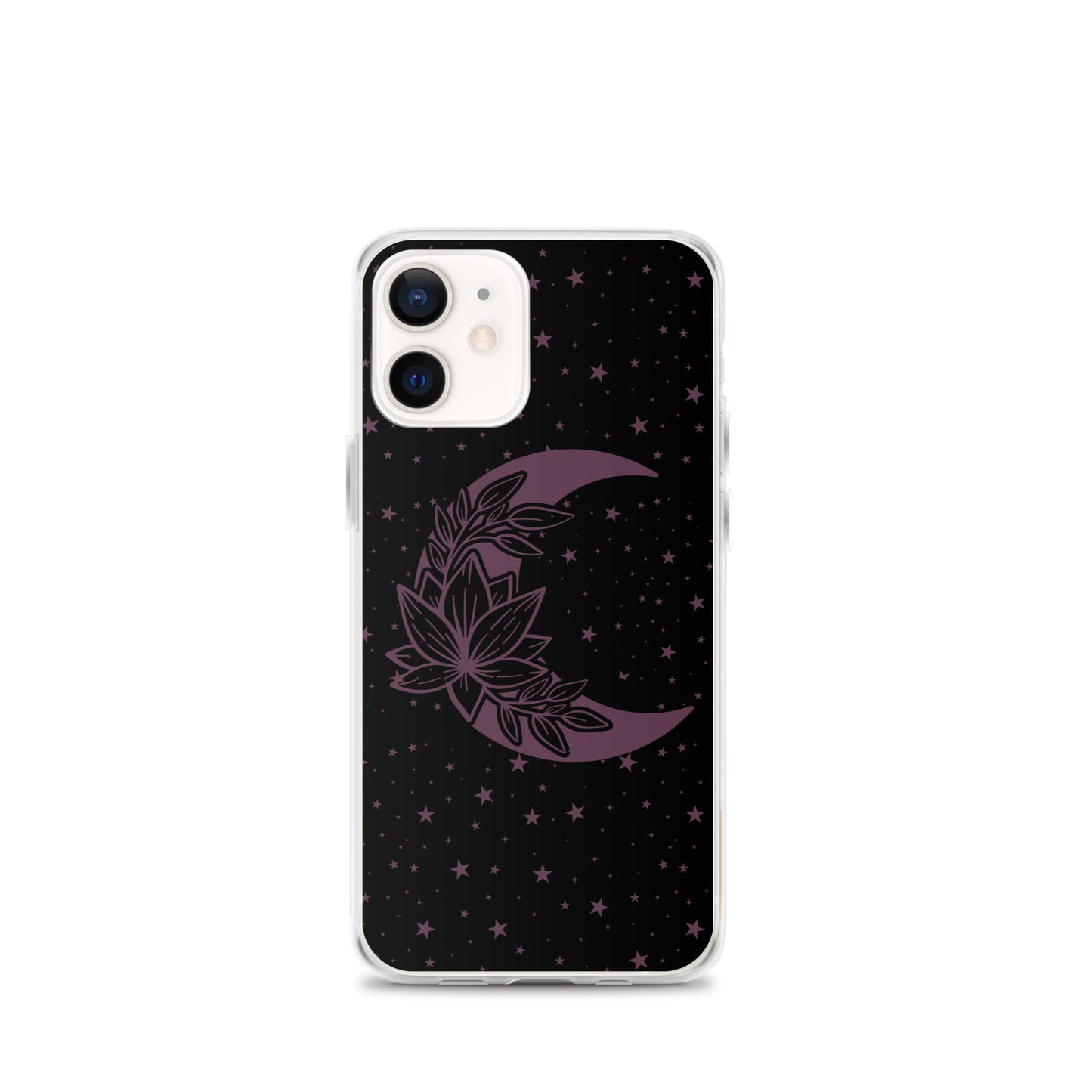 Floral Moon Star Black Purple Play Clear Case for iPhone®