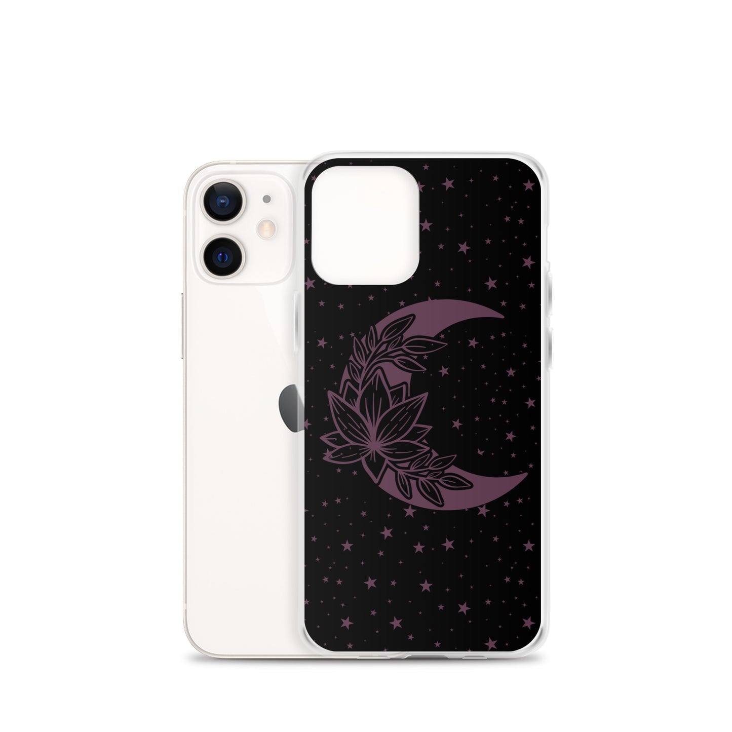 Floral Moon Star Black Purple Play Clear Case for iPhone®