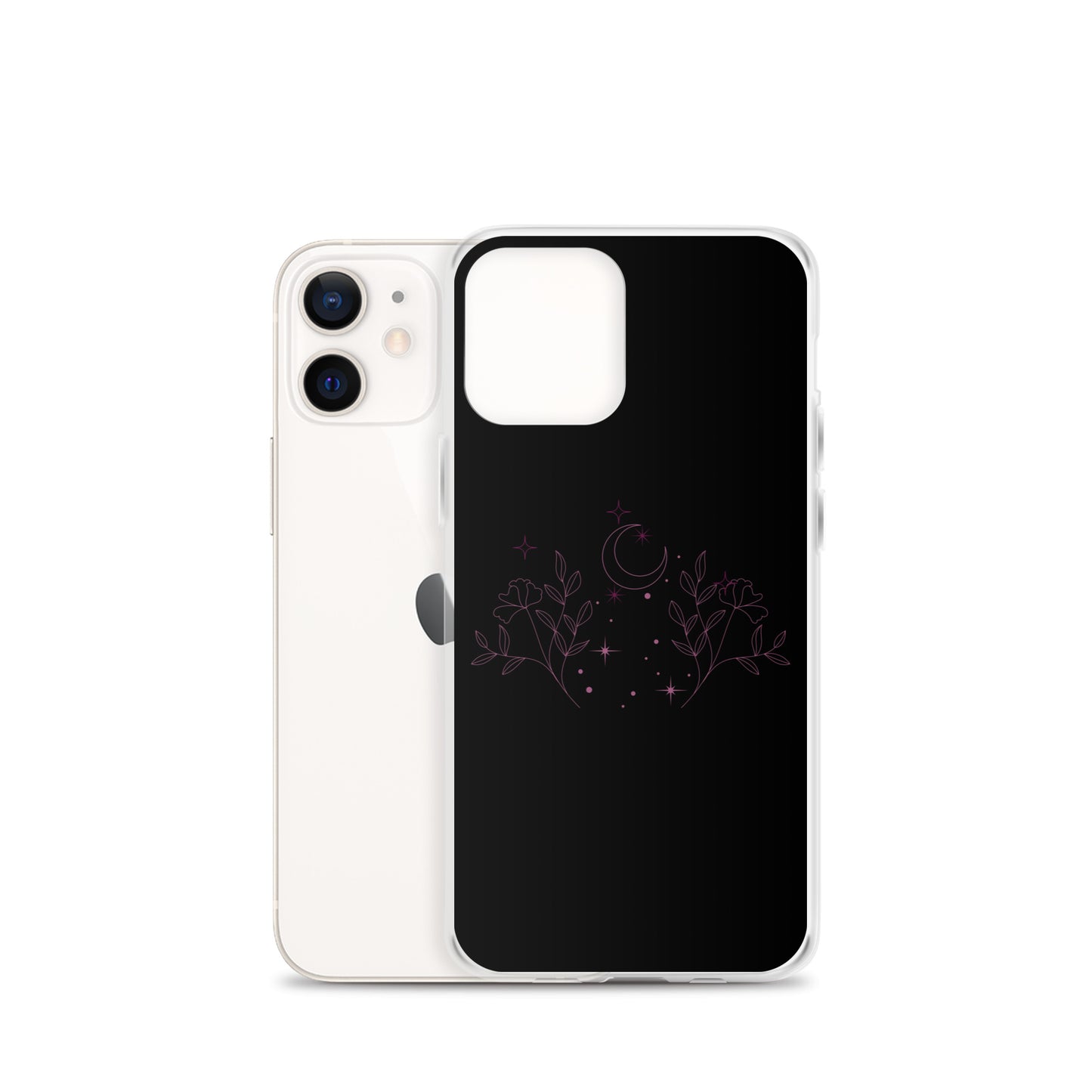 Flower Moon Black Warm Pink Clear Case for iPhone®