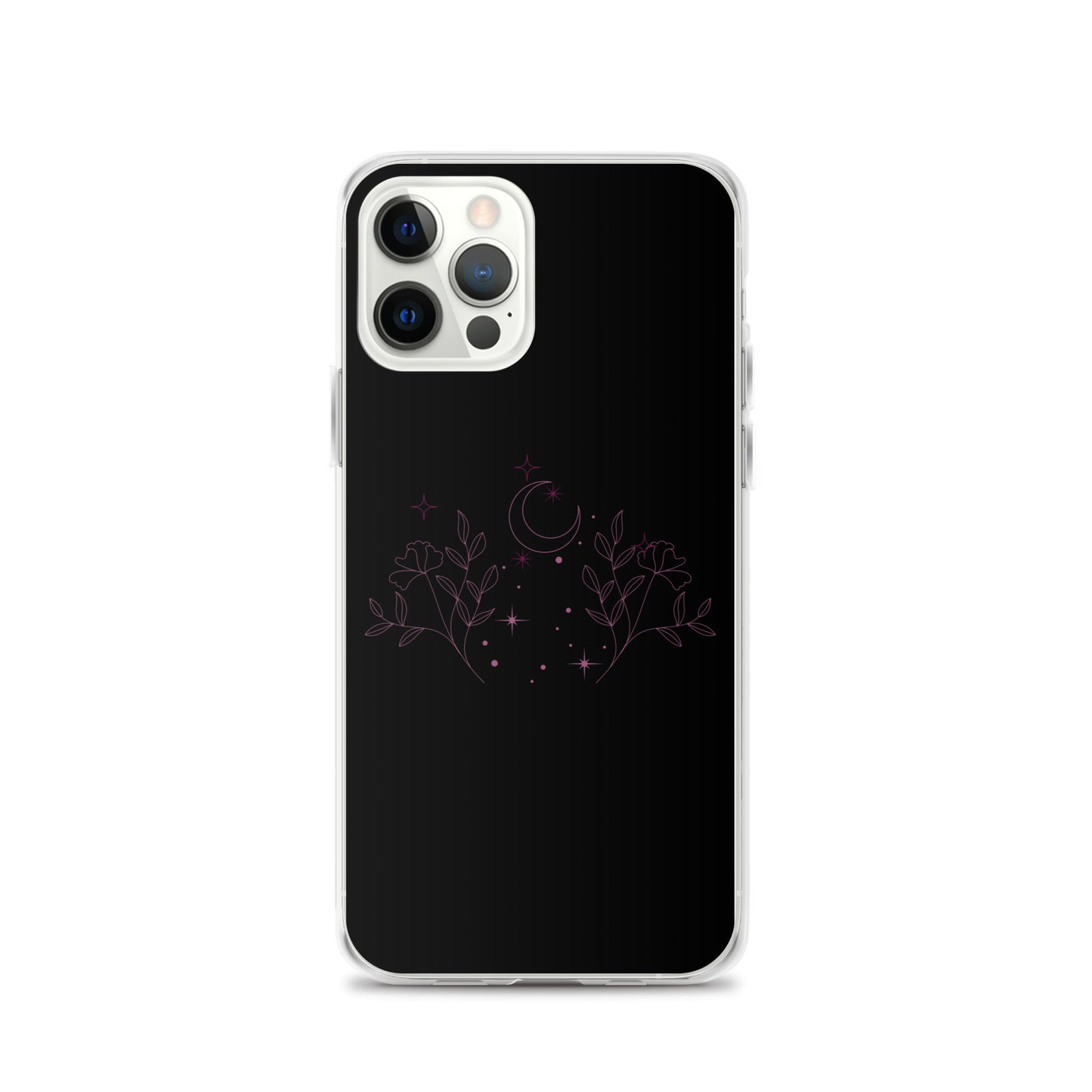 Flower Moon Black Warm Pink Clear Case for iPhone®