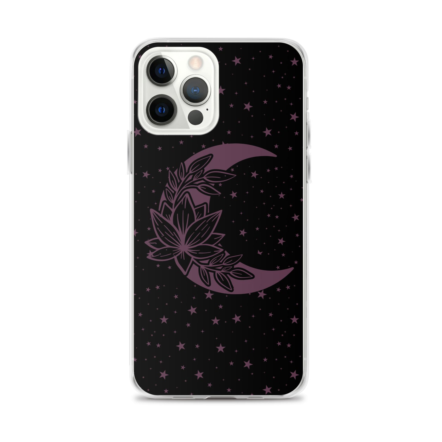 Floral Moon Star Black Purple Play Clear Case for iPhone®