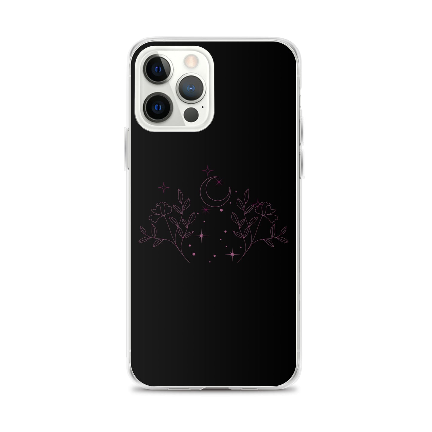 Flower Moon Black Warm Pink Clear Case for iPhone®