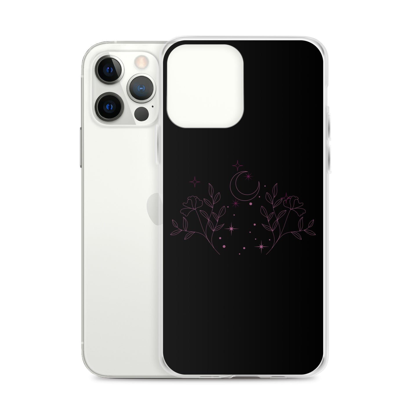 Flower Moon Black Warm Pink Clear Case for iPhone®