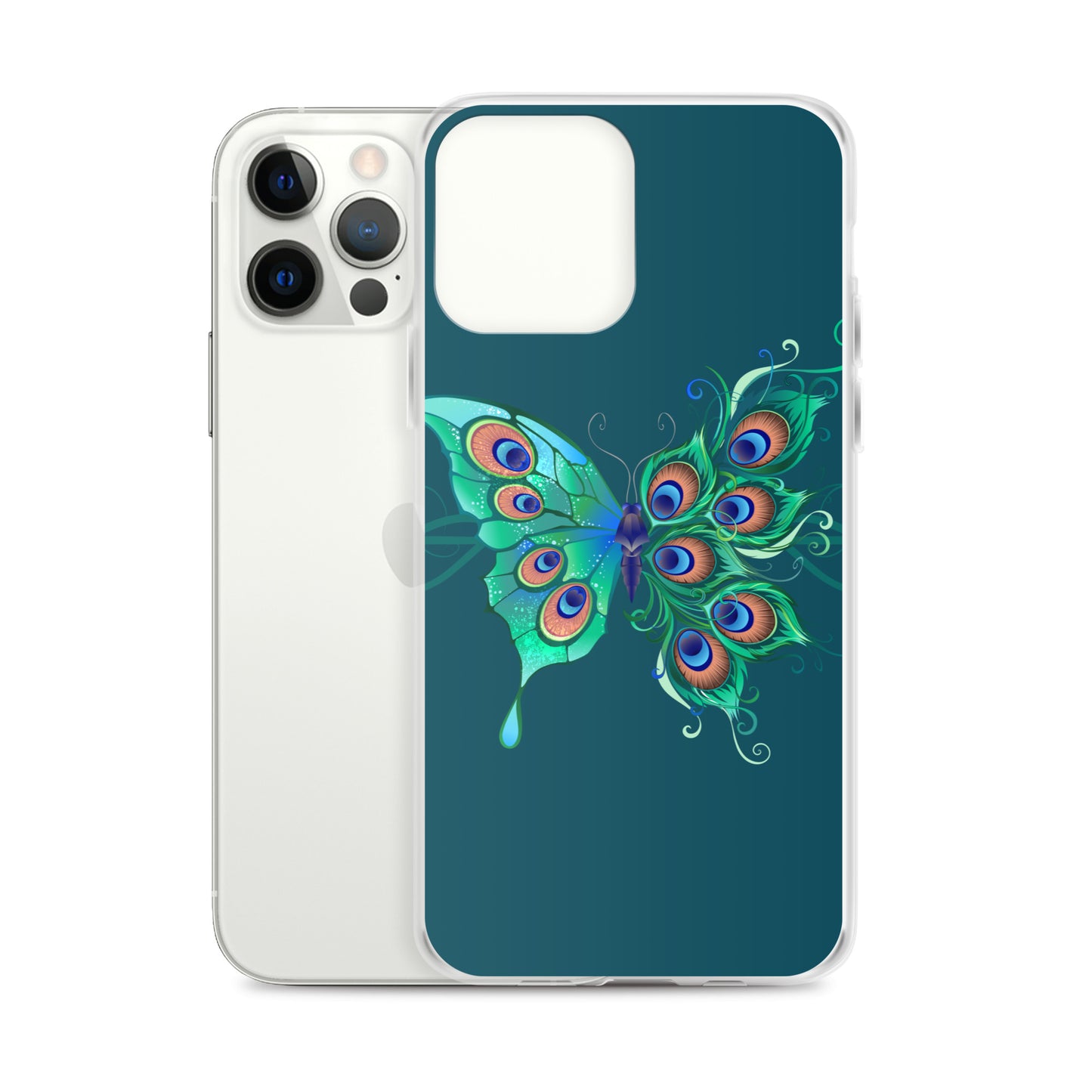 Peacock Butterfly Astronaut Blue Clear Case for iPhone®