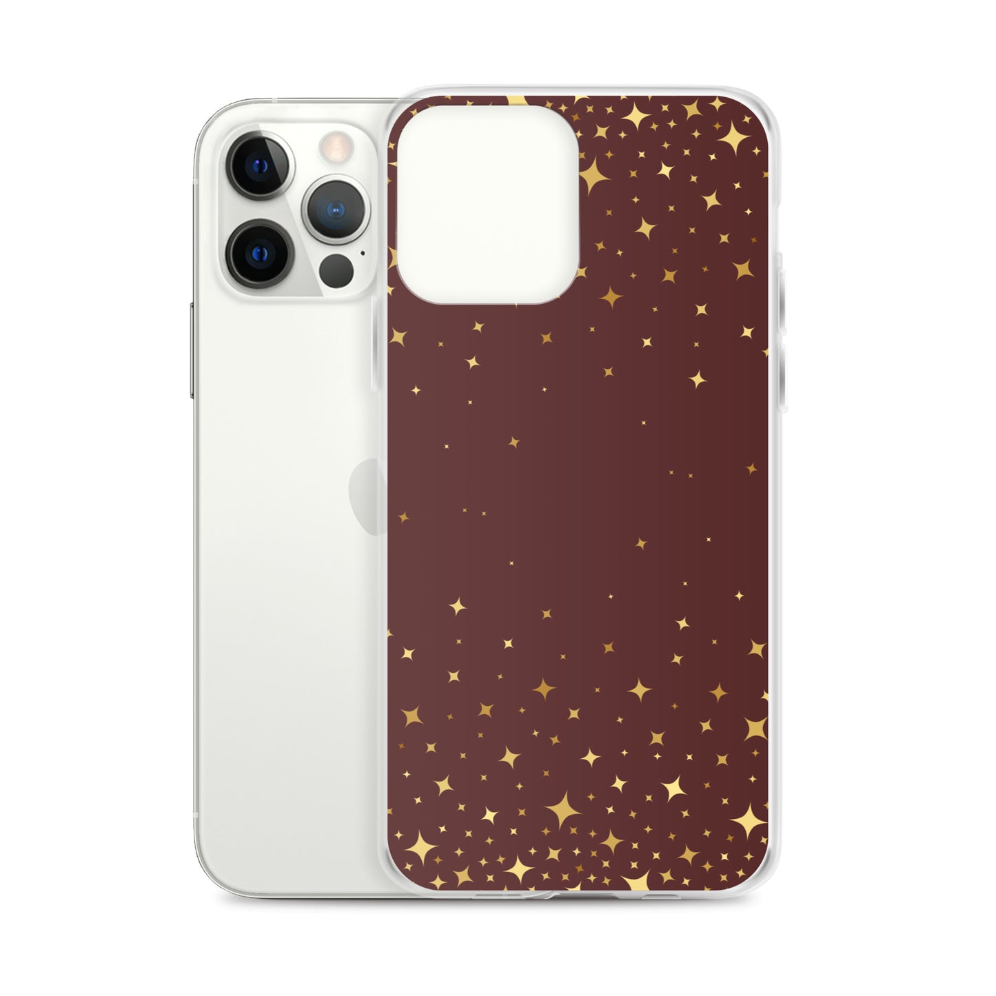 Burgundy Gold Star Clear Case for iPhone®