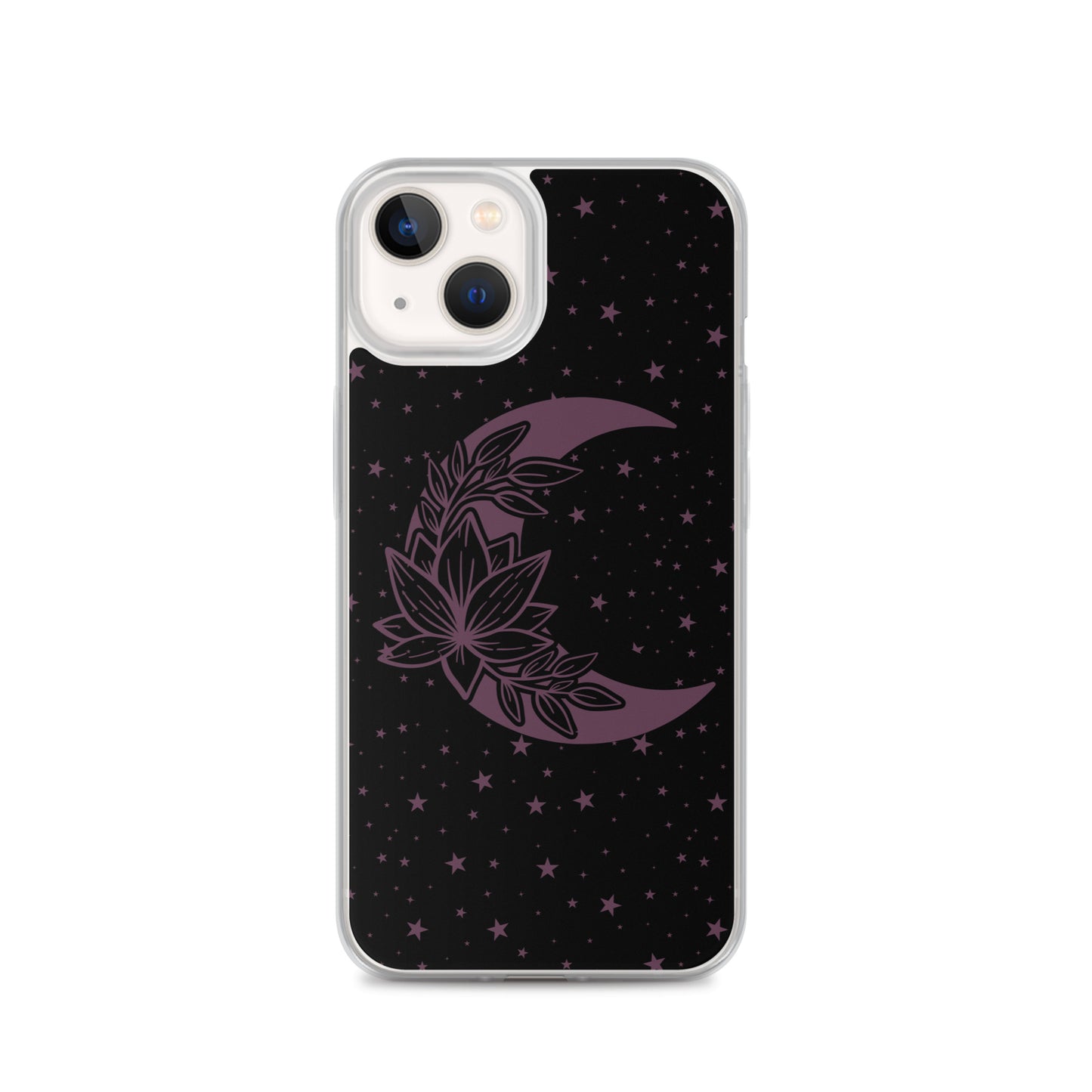 Floral Moon Star Black Purple Play Clear Case for iPhone®