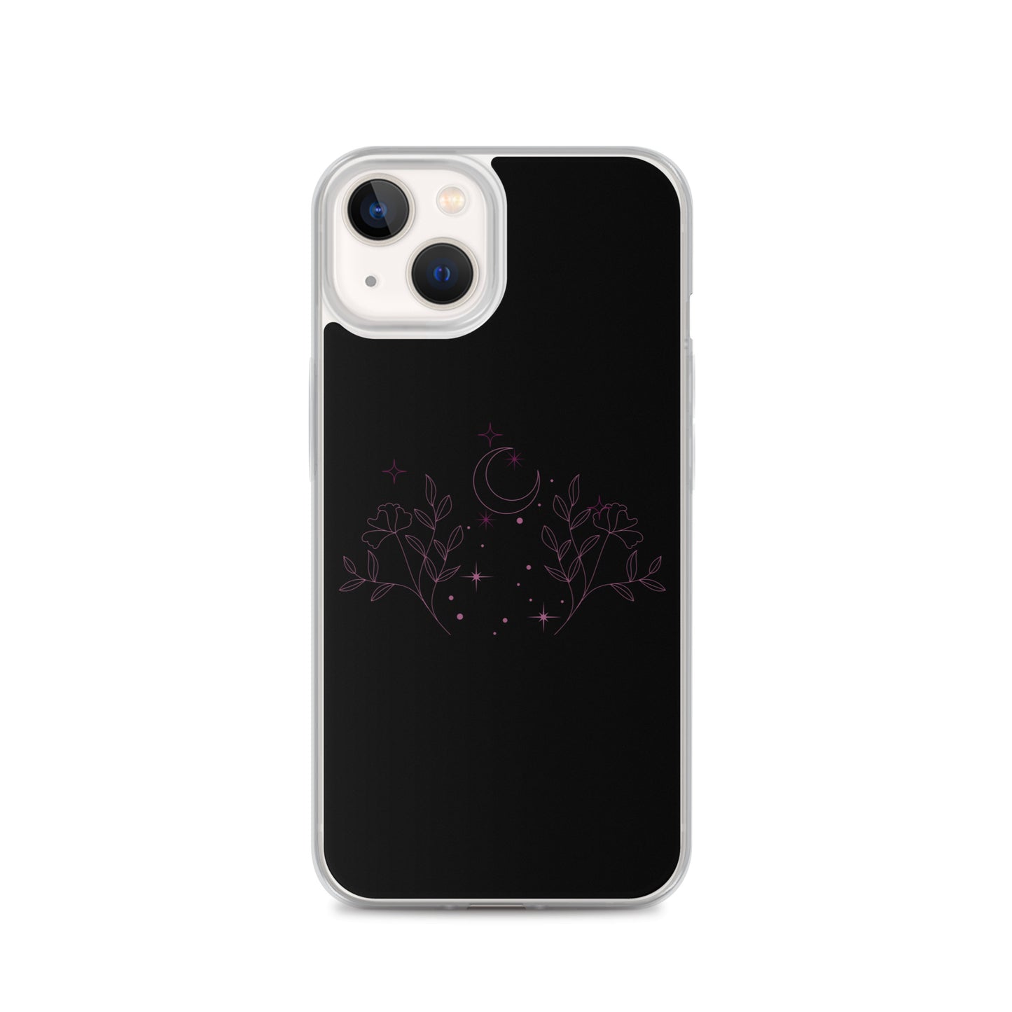 Flower Moon Black Warm Pink Clear Case for iPhone®