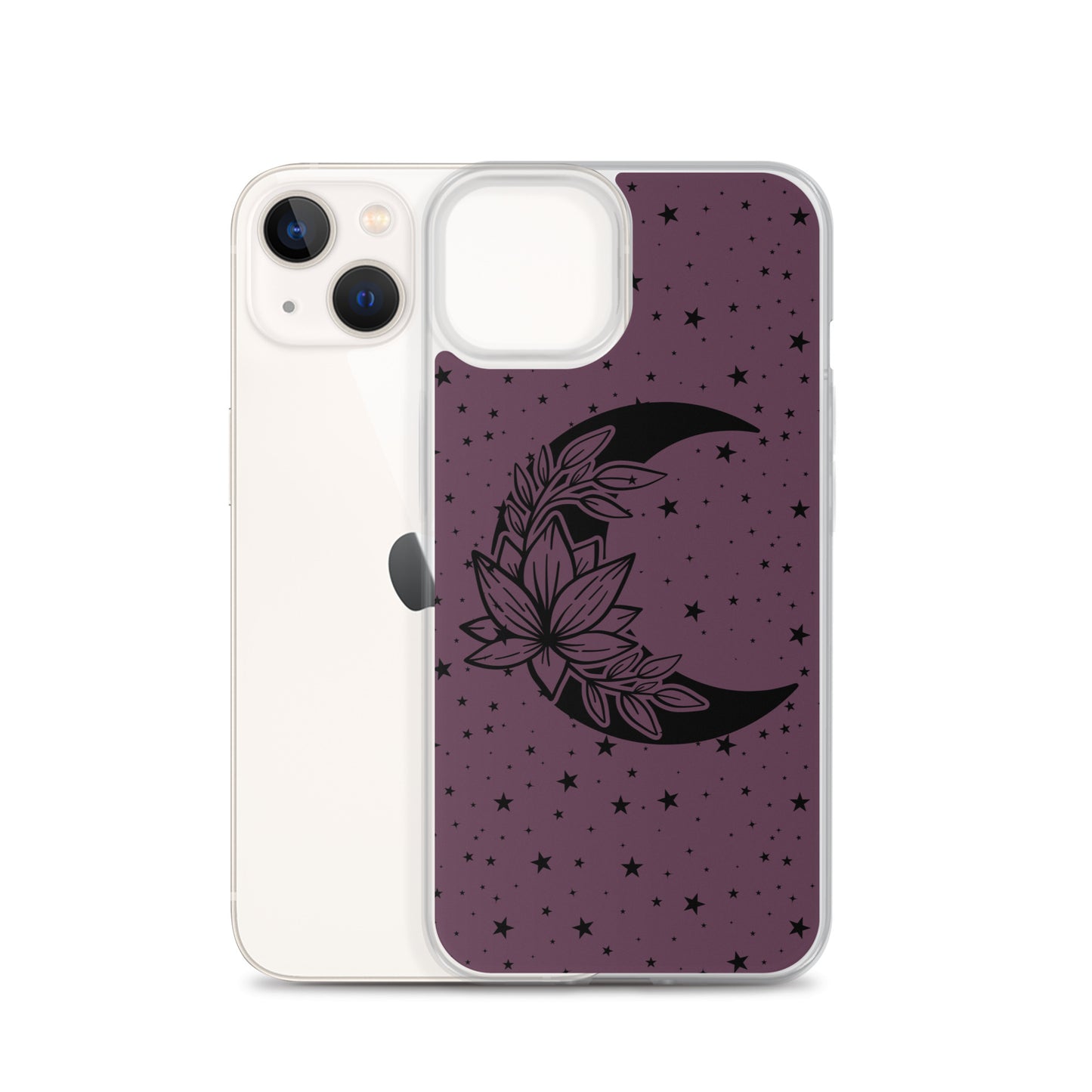 Floral Moon Star Purple Play Clear Case for iPhone®