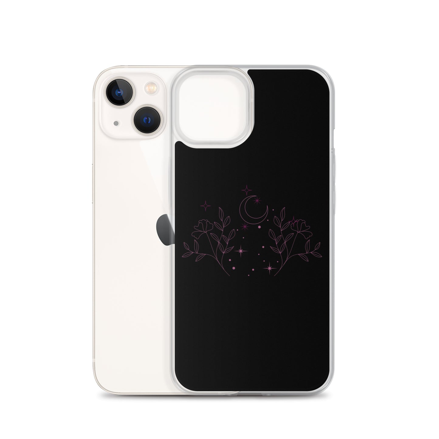 Flower Moon Black Warm Pink Clear Case for iPhone®