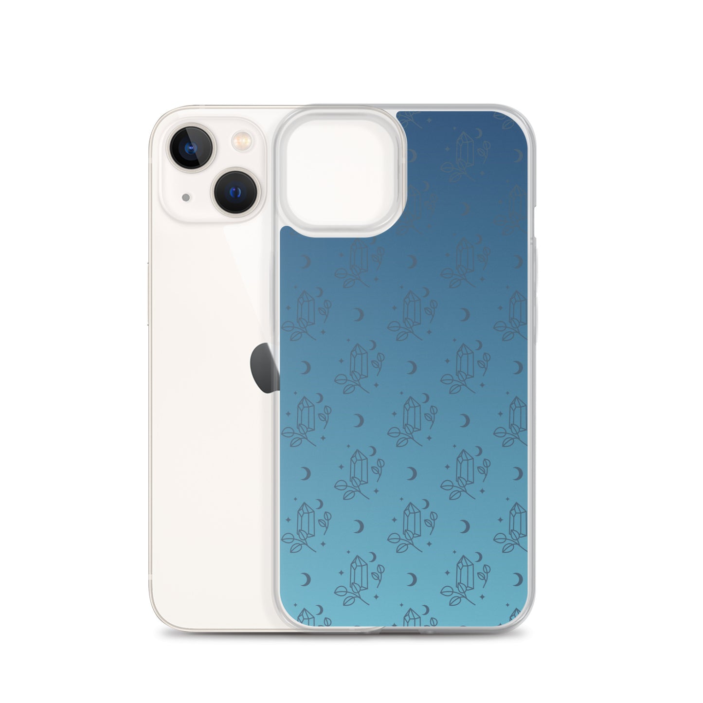 Blue Gradient Crystal Moon Clear Case for iPhone®