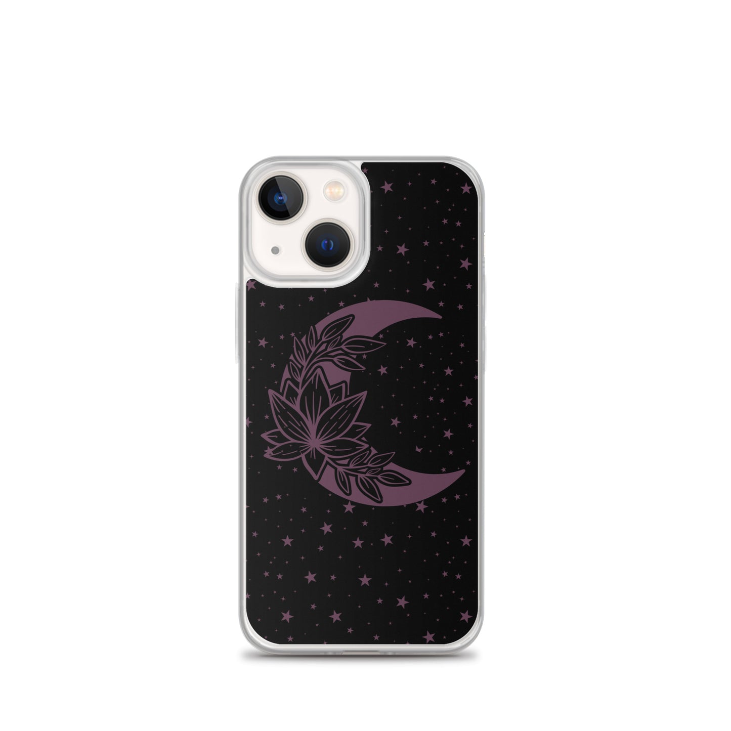 Floral Moon Star Black Purple Play Clear Case for iPhone®