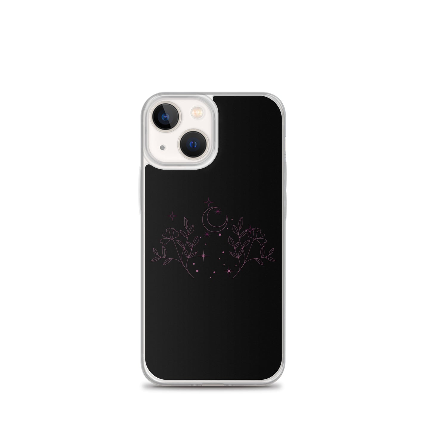 Flower Moon Black Warm Pink Clear Case for iPhone®