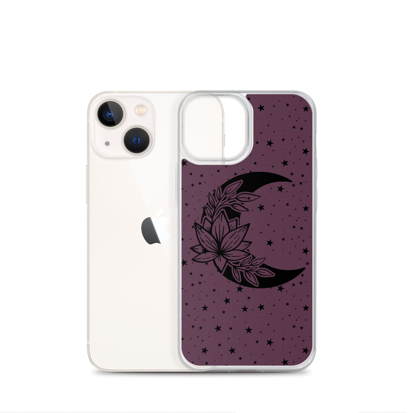 Floral Moon Star Purple Play Clear Case for iPhone®