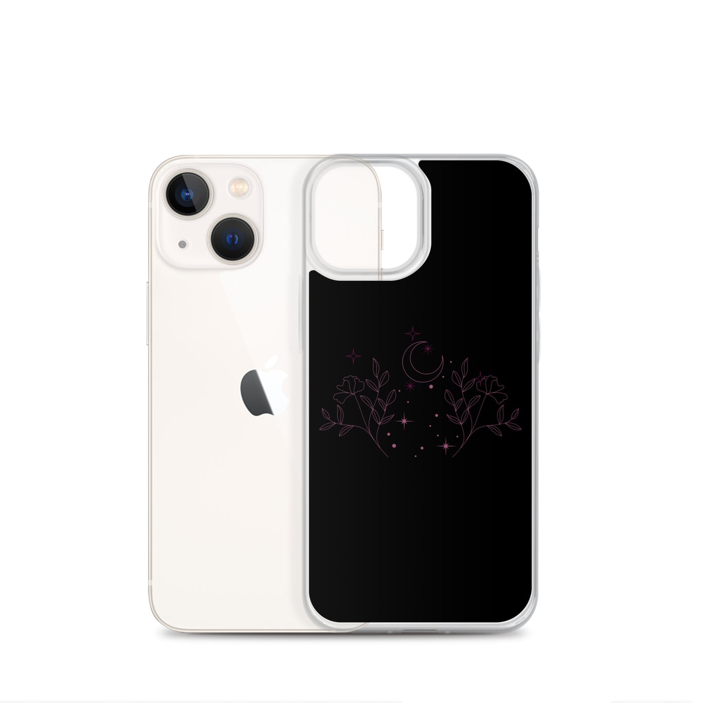 Flower Moon Black Warm Pink Clear Case for iPhone®