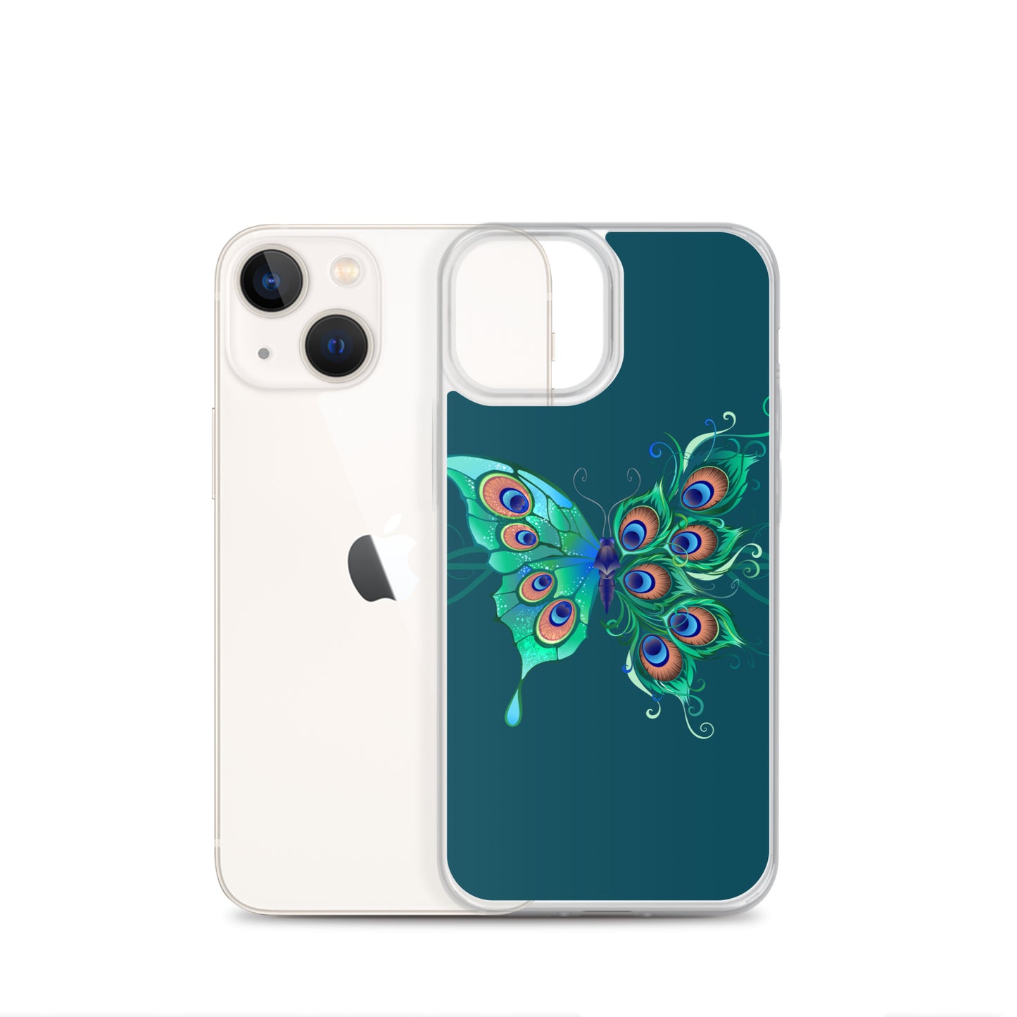 Peacock Butterfly Astronaut Blue Clear Case for iPhone®