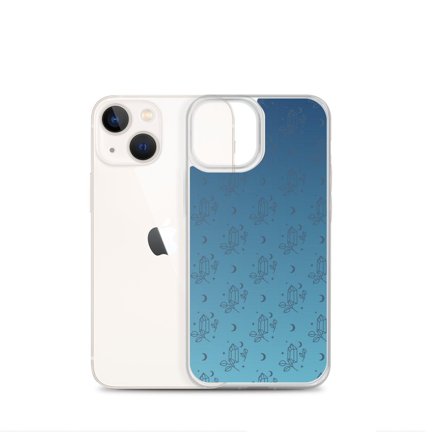 Blue Gradient Crystal Moon Clear Case for iPhone®