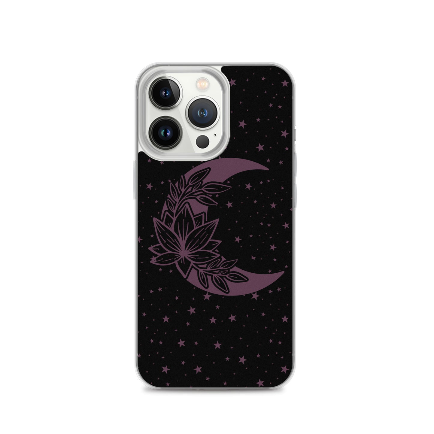 Floral Moon Star Black Purple Play Clear Case for iPhone®