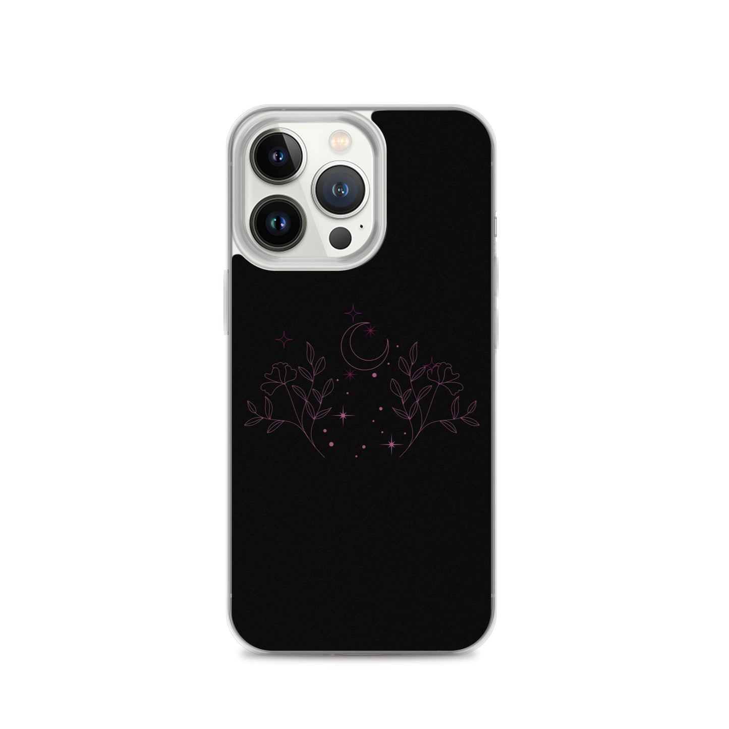 Flower Moon Black Warm Pink Clear Case for iPhone®