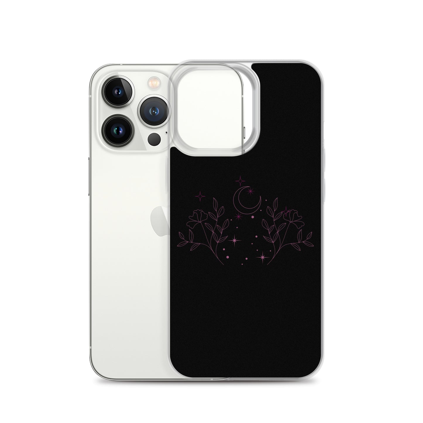 Flower Moon Black Warm Pink Clear Case for iPhone®