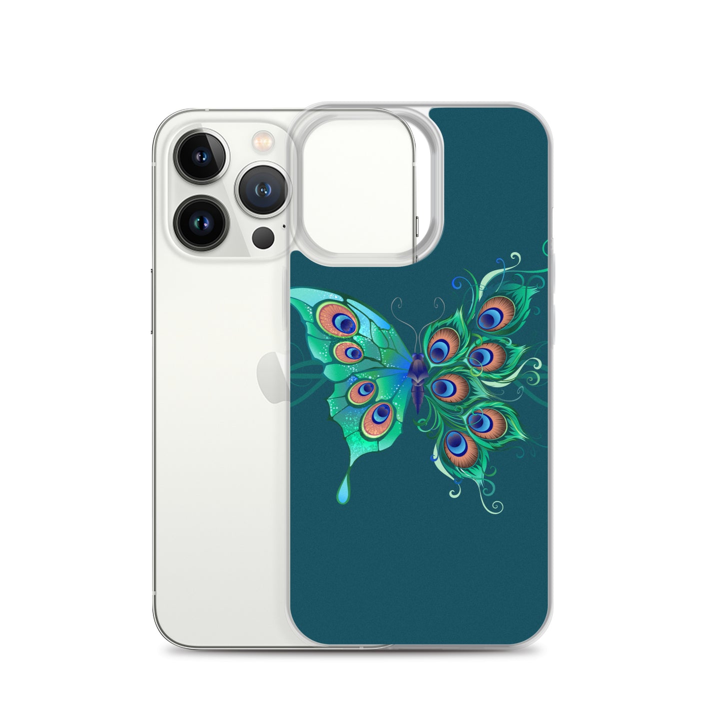 Peacock Butterfly Astronaut Blue Clear Case for iPhone®