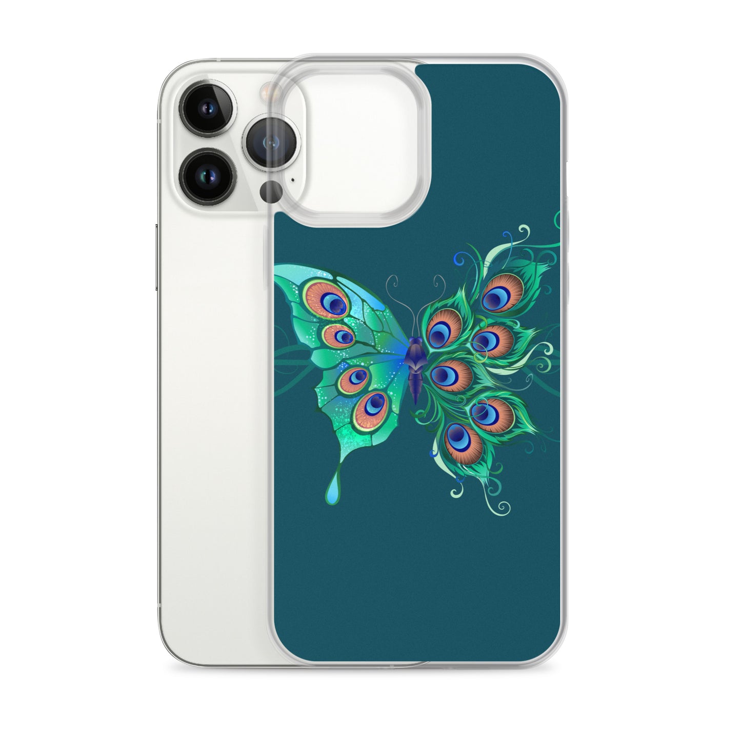 Peacock Butterfly Astronaut Blue Clear Case for iPhone®