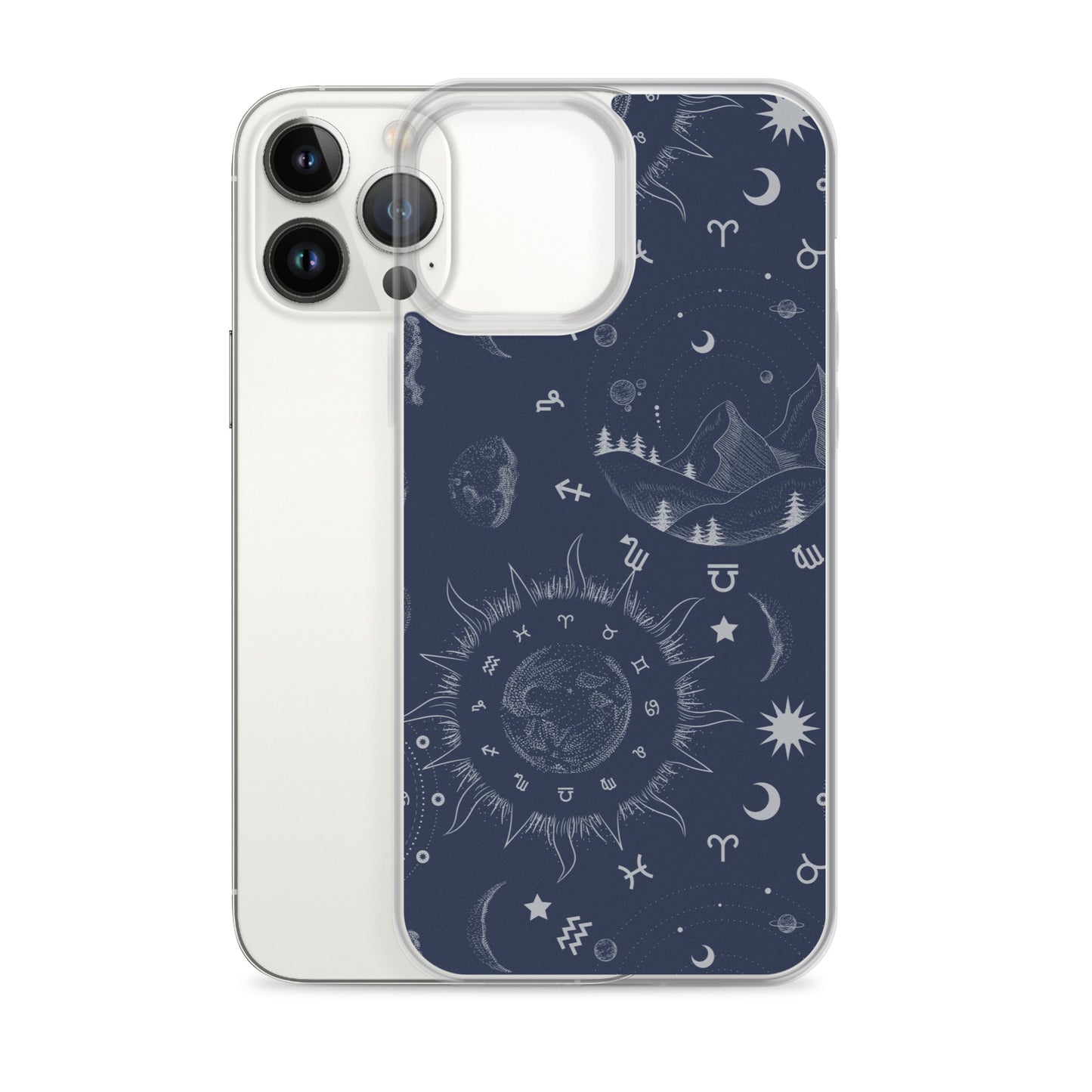 Navy Blue Moon Zodiac Clear Case for iPhone®