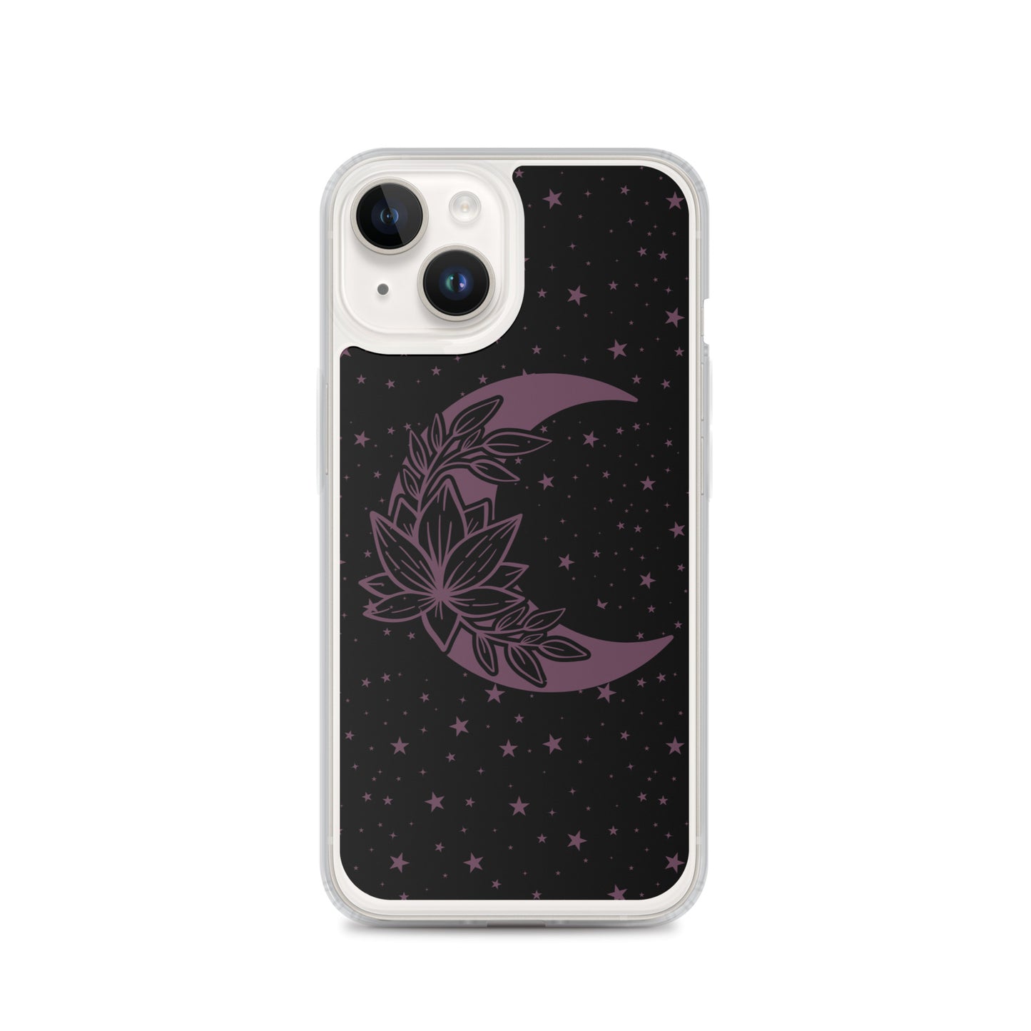 Floral Moon Star Black Purple Play Clear Case for iPhone®